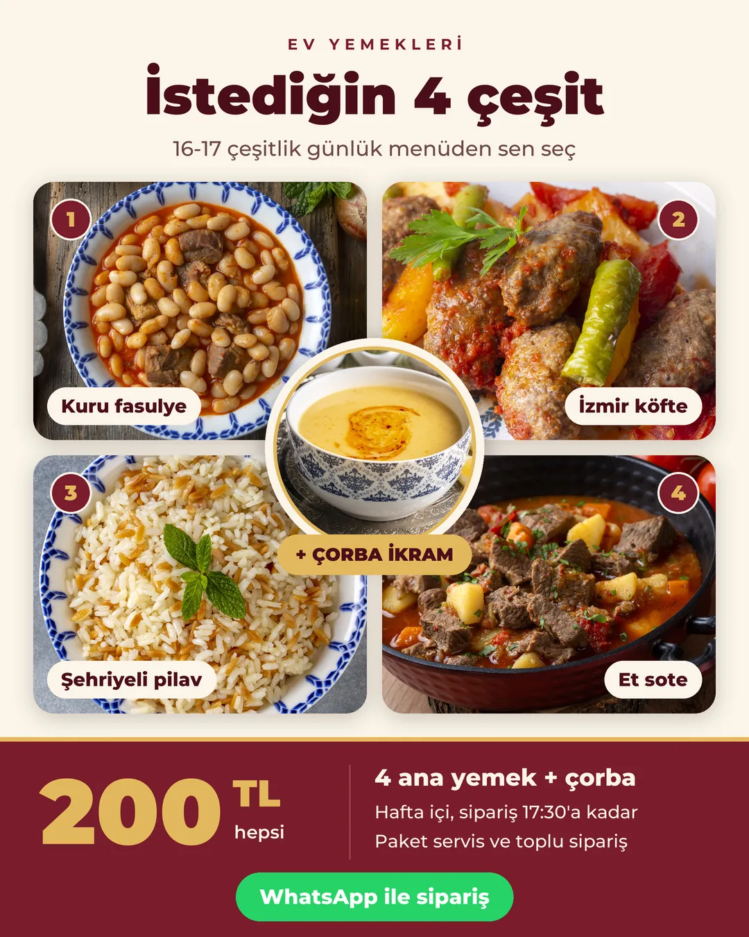 Ev Yemekleri İşletmesi sosyal medya örneği
