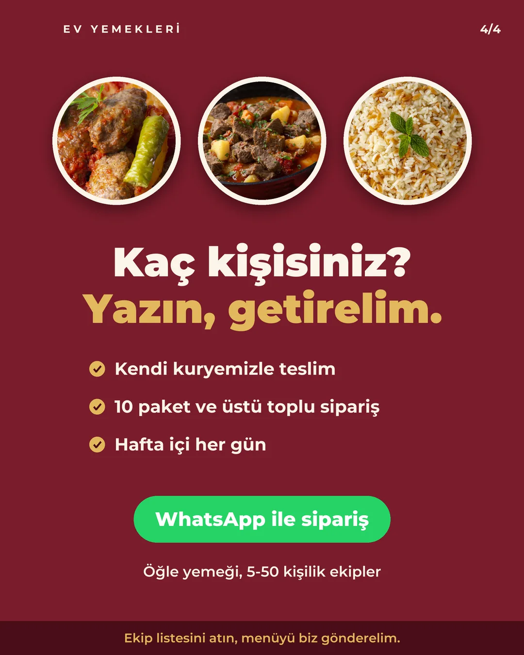 Ev Yemekleri İşletmesi, işyerine öğle yemeği gönderisi 4